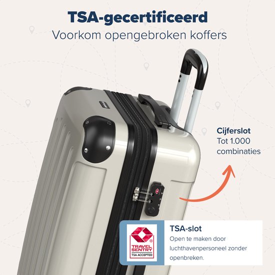 TRVLMORE Handgepäck Koffer - 45L - TSA Zahlenschloss - Leichtgewicht - erweiterbar - Trolley - 54x36x22cm - Champagner
