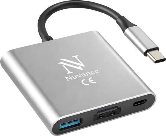 Nuvance USB C zu HDMI Adapter - USB C HDMI - USB Hub - UBS C zu USB A - 4K HDMI Splitter - PD100W Laptop Aufladung
