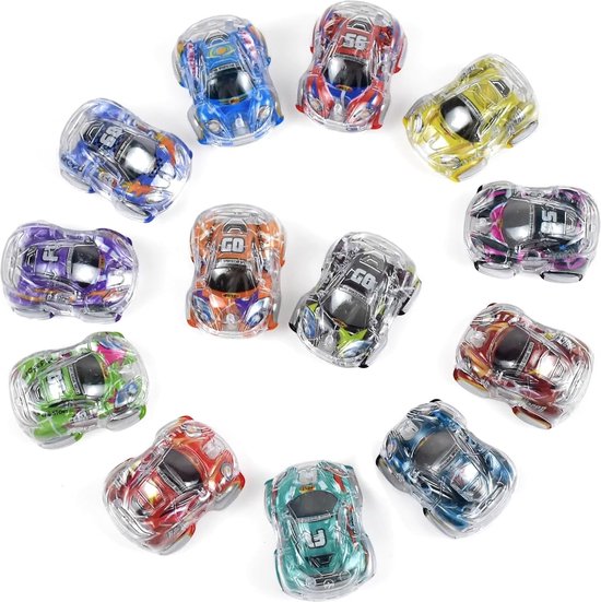 Partizzle 50x Spielzeugautos - Pull Back Cars - Selbstfahrendes Auto - Spielzeugauto Geschenke zum Verschenken - Grabbelton Leckere Geschenke für Kinder & Kleinkinder - Jungen - 5cm