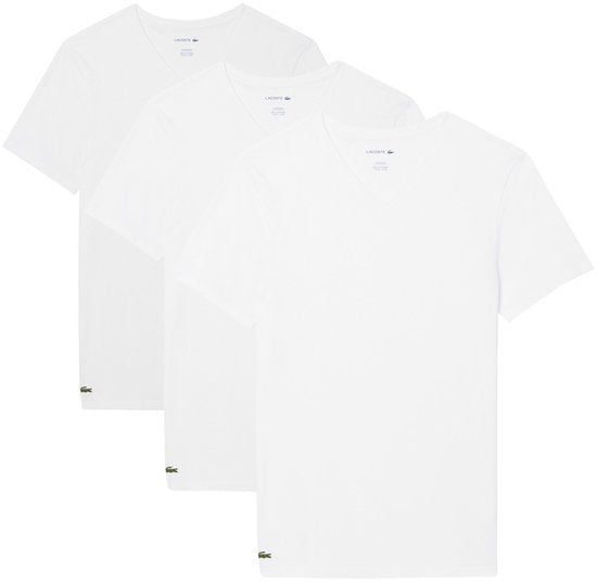Lacoste Herren 3P V-Ausschnitt Hemden basic weiß