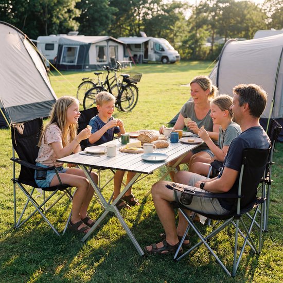 TRVLMORE Campingtisch - 120x70x70cm - Leichtgewicht mit Aluminiumrahmen - Klapptisch verstellbar - Campingtisch - Klapptisch - Schwarz