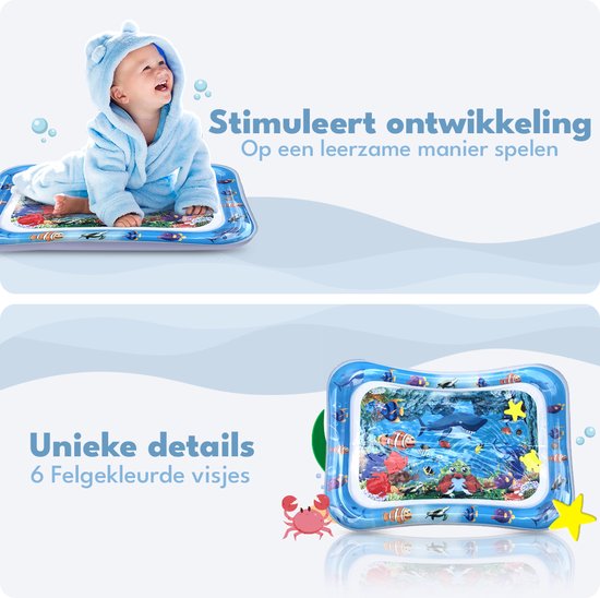 Spoused Wasser Spielmatte - Wasser-Matte - Spielmatte Baby - Tummy Time - Luxus-Geschenk-Box