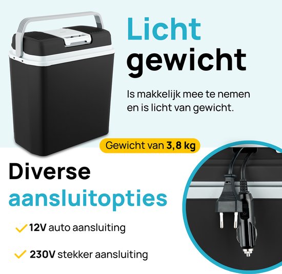 MOA Coolbox Electric 12v 230 volt - 22L - Kühlbox - Camping-Kühlschrank - Auto und Camping - Kühlung und Heizung - Schwarz