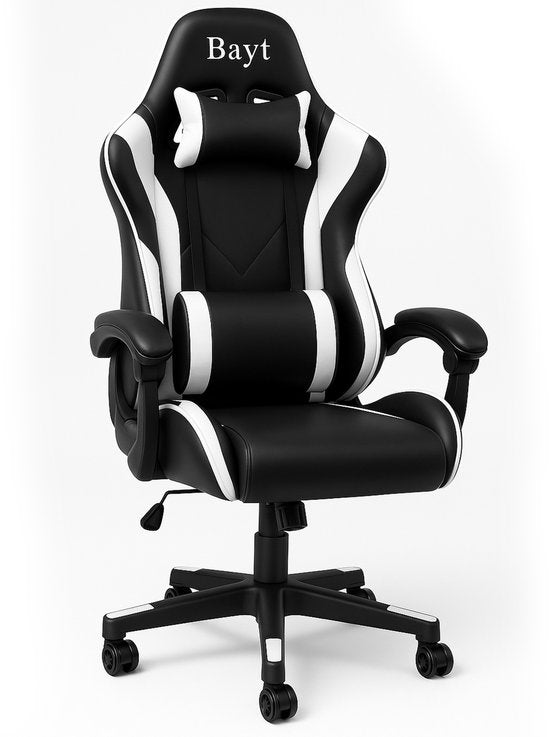 Bayt Game chair - Gaming-Stuhl - Gaming-Stuhl - Verstellbare Rückenlehne - Komfortabler Game-Stuhl - Schwarz und weiß