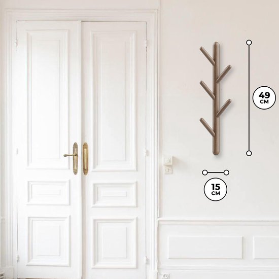 Bayt Wandgarderobe - Garderobenständer - Garderobenständer Holz - Garderobenständer - 5 Haken - Braun