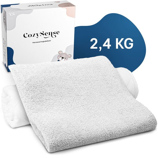 CozySense® Gewichtsdecke Kind 2,4 kg - Gewichtsdecke - Gewichtsdecke mit GLASS-Flow® Druckverteilung - Waschbarer Bezug - Hypoallergen - Weiß