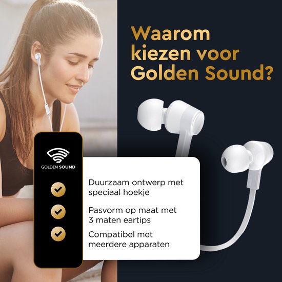 Golden Sound Wired earbuds - Silikonspitzen - 3,5-mm-Klinkenbuchse - Ohrhörer mit Kabel und Mikrofon