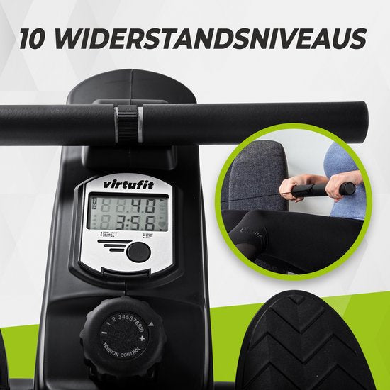 VirtuFit Row 450 Rudergerät - Rudergerät - Silent Magnetic Resistance System - Rudergerät - 10 Widerstände - klappbar - Rudertrainer - inkl. Transportrollen