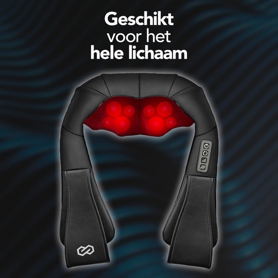 Infinity Goods Shiatsu Massagekissen - Nacken- und Rückenmassage - Wärmefunktion mit Infrarot - 8 verstellbare Massageköpfe - Schwarz