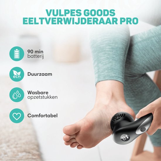 Vulpes Goods® BeautyCare - Elektrischer Hornhautentferner PRO - Inkl. 6 Hornhautscheiben - Hornhautentferner elektrisch - Professionelles Hornhautentferner-Set, 10-teiliges Pediküre-Set und Reisetasche - Fußfeile - Usb aufladbar - IPX7 wasserdicht