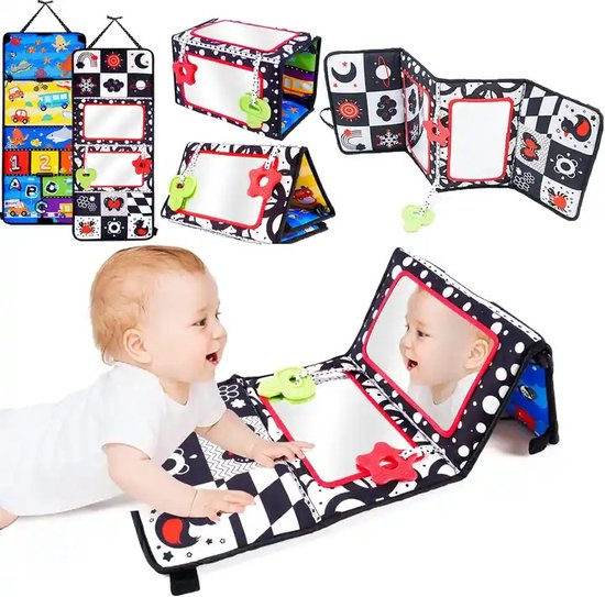 MontiPlay® Bauchtrainer Baby - Kussbuch Baby - Babyspielzeug 6 Monate - Lernspielzeug - Tummy Time - Montessori - Sensorik