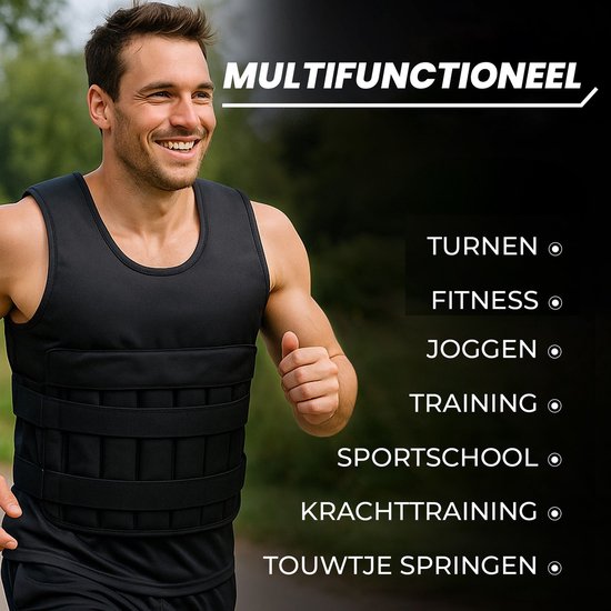 Fitby Adjustable Weight Vest 20KG - Gewichtsweste - Gewichtswesten - Gewichte - Krafttraining & Crossfit - Cardio - Geeignet ab Größe L- Schwarz