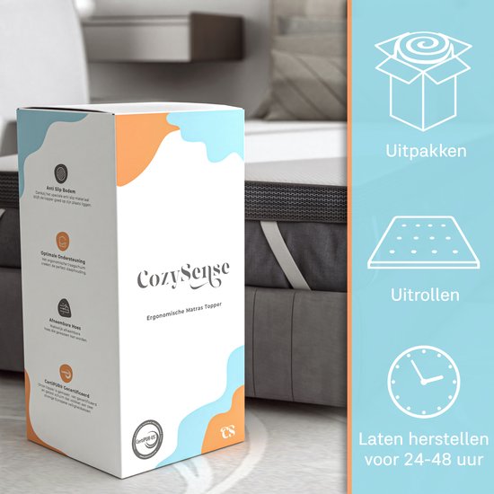 CozySense® Topper 90x200 - Top Matratze - Top Deck Matratze - Memory Foam mit kühlendem Gel - CertiPUR® - Mittlere Festigkeit - 8 CM - Waschbarer Bezug