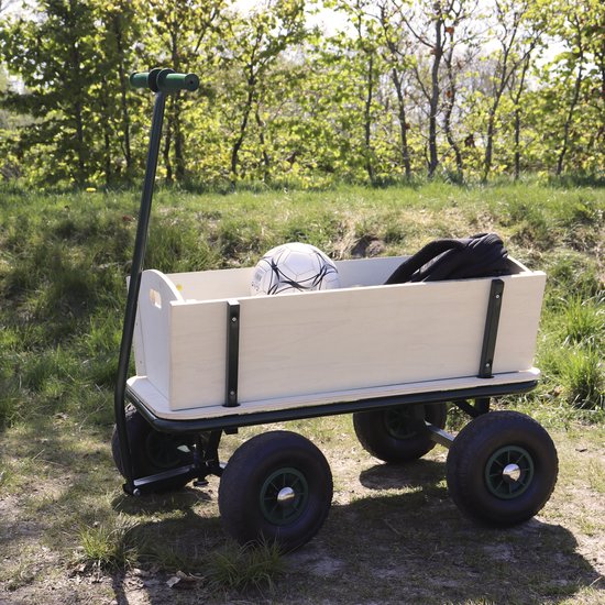 Sunny Billy Beach Wagon Wagon Grün - Klares Holz - Wagen mit Luftreifen - 94x61x97cm