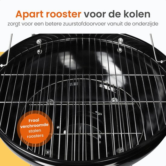 Goliving - Holzkohlegrill auf Rollen - Inklusive Zubehör - XXL BBQ mit Deckel - Ø 54 cm - 65 x 89 cm - Metall - Schwarz