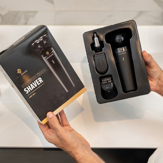 Wellshave 4 in 1 Rasierer für Männer - Mit Trimmer & Nasentrimmer - Nass und trocken - Schwarz