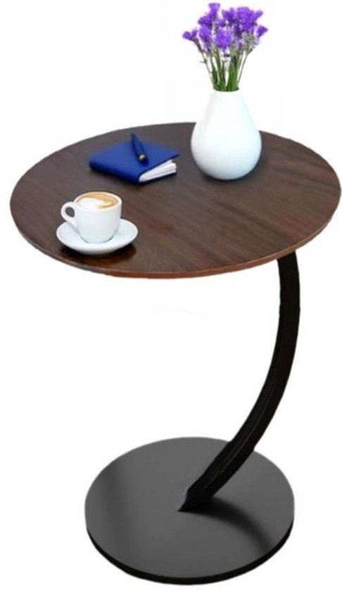 Ceruzo Beistelltisch Braun - rund 40 cm - hoch 60 cm - kleiner Beistelltisch - C-Form - Bench Table