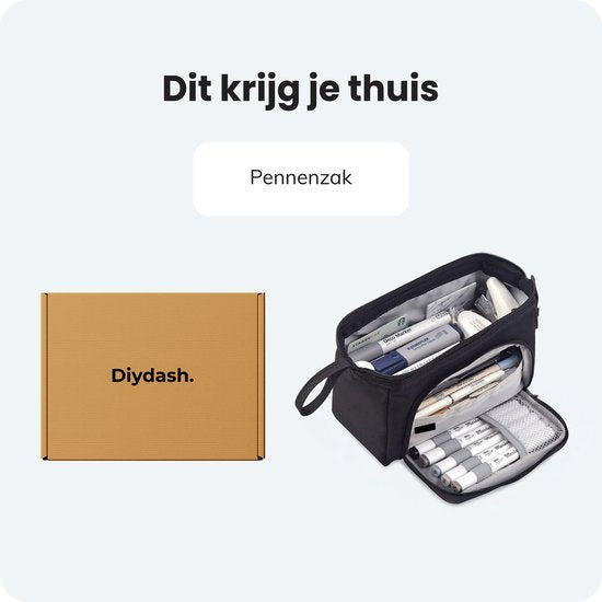 Diydash Federmäppchen XL - Federtasche - Federmäppchen - Schulmäppchen - Großes Federmäppchen - Schulbedarf - Trousse Scolaire - Für Mädchen, Jungen und Erwachsene - Schwarz