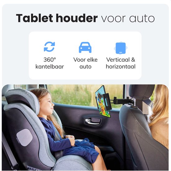 Tablet-Halter Auto - Ipad-Halter - Kopfstütze - Bis zu 18 Zoll - 360 Grad Stativ - Luft