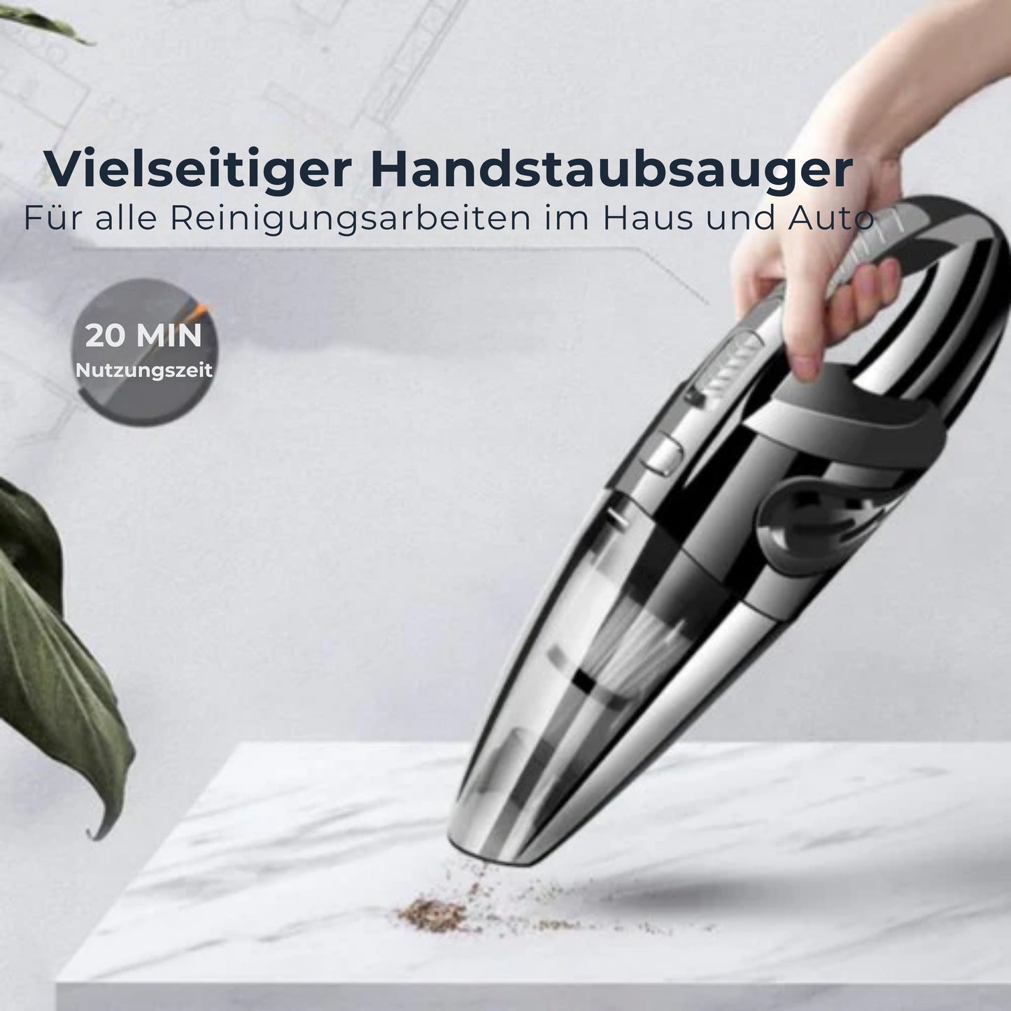 VAIVE Turbo-7 Krümelsauger Cordless - Inkl. Zubehör - Schwarz / Grau
