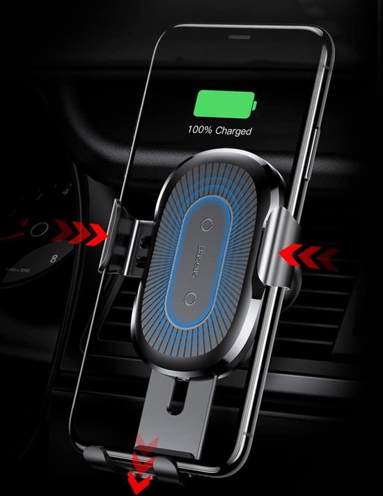 Baseus Schwerkraft Autohalterung Autohalterung + Qi Wireless Charger Silber