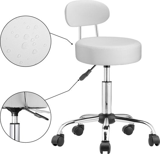 Casaria Drehhocker mit Rückenlehne - 360°/höhenverstellbar - Weiß