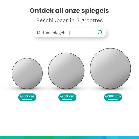 Mirlux Badezimmerspiegel mit LED-Beleuchtung & Heizung - Wandspiegel rund - Anti-Kondensations-Duschspiegel - Mattschwarz - 100CM