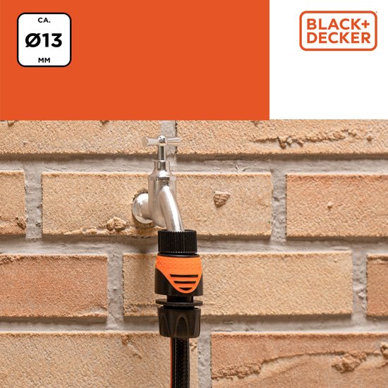 BLACK+DECKER Gartenschlauch-Kupplung 1/2'' - Gartenschläuche ⌀13mm - Kunststoff - Schwarz/Orange