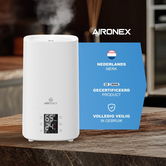 Aironex Luftbefeuchter 3.8 Liter - Topfill - Aroma - Luftbefeuchter - Luftbefeuchter - Geeignet für Wohnzimmer, Büro, Babyzimmer, Schlafzimmer