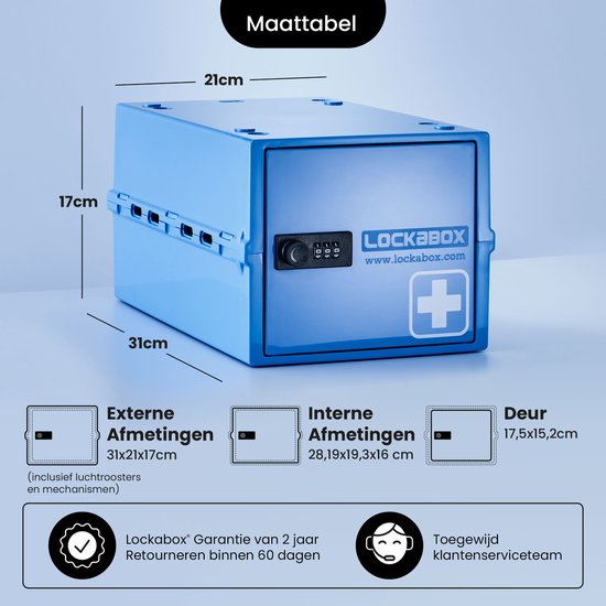 Lockabox One™ Aufbewahrungsbox mit Zahlenschloss - Abschließbarer Medizinschrank - Polycarbonat-Tresor - kühlschrank- und gefrierschrankgeeignet - 10,5 Liter - 31 x 21 x 17 cm