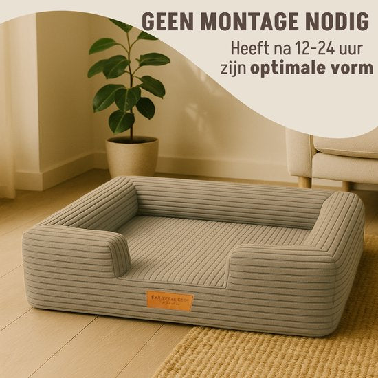 By Cee Cee Orthopädischer Hundekorb - Orthopädisches Hundekissen - Hundebett - Gerippter Stoff - Für kleine Hunde - Mocha Taupe - 80x55