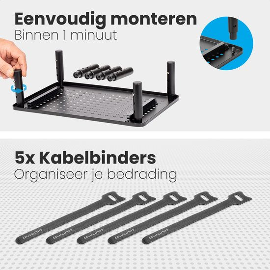 Auronic Monitorständer - Monitoraufsteller - Bildschirmaufsteller - 2 Stück - verstellbar - 37 x 23,5 x 10 cm - Metall - Schwarz