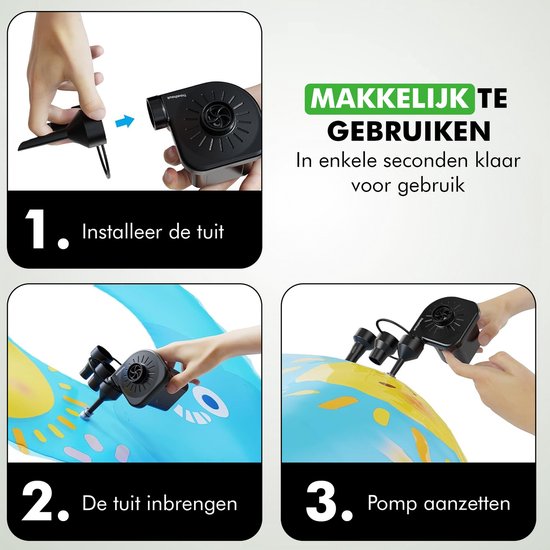 Travelhawk Elektrische Luftpumpe - Elektrische Pumpe Luftbett - Inklusive Stecker und Autoladegerät - Kompakt - Praktisch für Camping - 12V und 220V -.