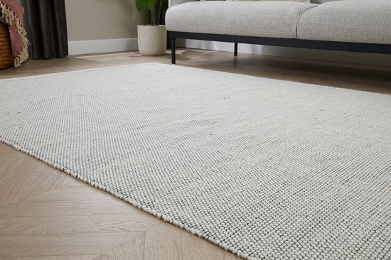 Lifa Living Teppich - Wolle & Baumwolle - Gewebt - 160x230 cm - Skandinavisches Design - Schwarz/Weiß