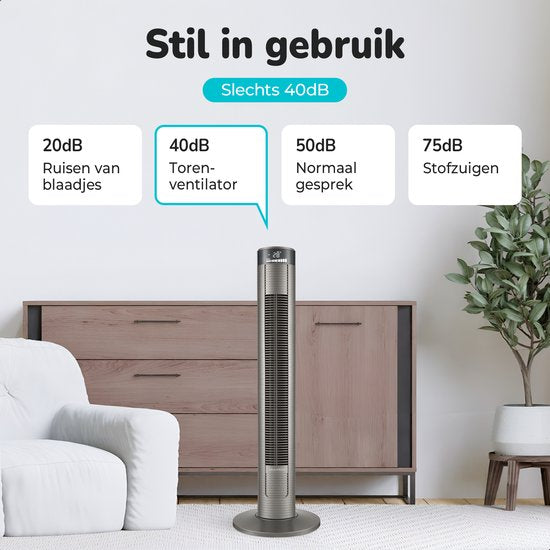 Bloomfold Turmventilator – 3 Geschwindigkeiten – 90° Oszillation – Mit Fernbedienung & Timer – 96 cm – Schwarz