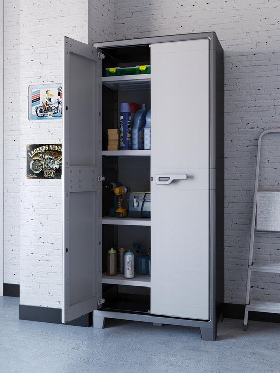 Keter Titan Hochschrank - 4 Fachböden - 80x44x182cm - Schwarz/Grau