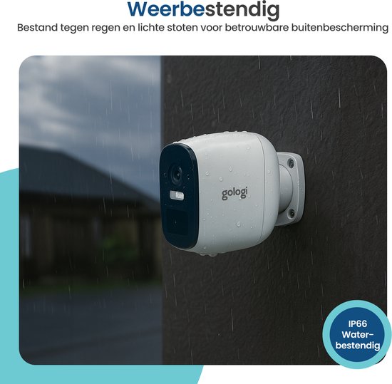 Gologi Drahtlose Sicherheitskamera für Außen und Innen - Überwachungskamera mit Akku 5200 mAh - USB-C wiederaufladbar - Nachtsicht - Bewegungserkennung - Magnetische Befestigung - 4MP HD Kamera WiFi mit App - Sicherheitskamera - Weiß
