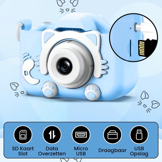 Bambini Kinderkamera - Digitalkamera für Kinder - Digitalkamera - Kinderkamera - 1080P HD - Blau