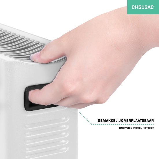 VONROC Elektroheizung - Konvektorheizung - Mit eingebautem Heizkörperlüfter - 2 Stufen: 1250W/2000W - Einstellbarer Thermostat - Beheizt Räume bis zu 24m2 - Modernes Design - Weiß