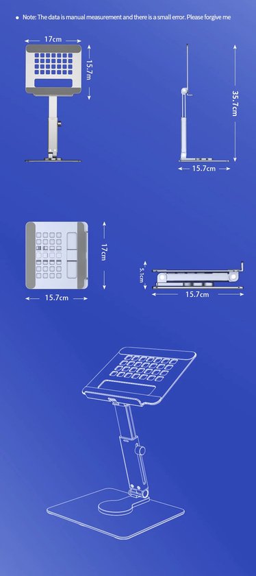Garpex® Laptop-Ständer – Verstellbar & um 360° drehbar – Aluminium – Universell für Geräte von 10 bis 17 Zoll
