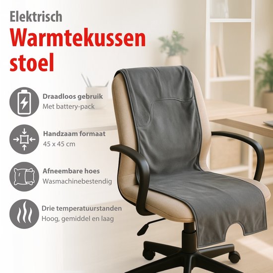 alpina Heizkissen wiederaufladbar - Elektrisches Heizkissen kabellos mit automatischer Abschaltung - Heizkissen für den Stuhl oder für den Außenbereich - Heizkissen für den Stuhl Schwarz