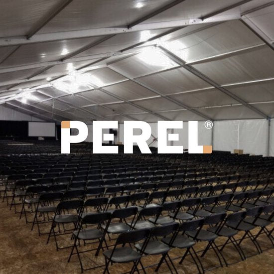 Perel Klappstuhl, klappbar, wetterfest, maximal 150 kg, Veranstaltungen, Meetings, kleinere Räume, schwarz