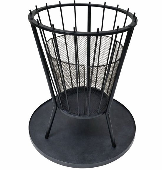 Ceruzo Feuerkorb mit Bodenplatte - Funkenschirm - Durchmesser 40 cm - Stahl - Schwarz