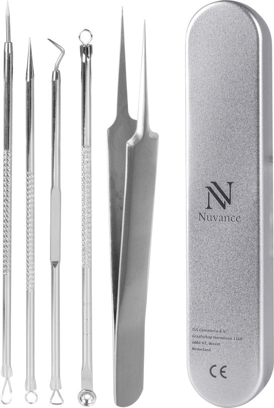 Nuvance - Mee Eaters Removal - Mitesserentferner - 5er Set - Mee Eater Remover - Komedonenschöpfer - Silber