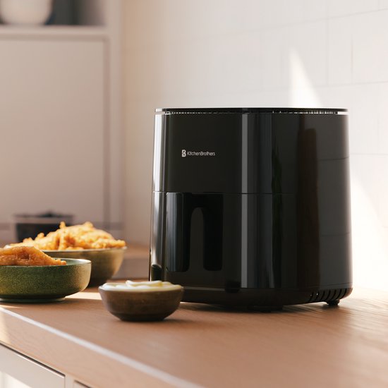KitchenBrothers Airfryer XL - 5L - 2000W - Heißluftfritteuse - Duale Heizung - 80ÂºC bis 200ÂºC - 8 Kochprogramme - Schwarz