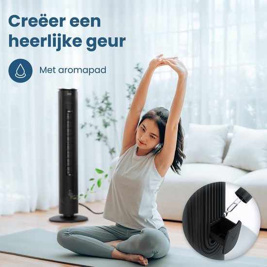 Auronic Turmventilator – 5 Geschwindigkeiten – 90° Oszillation – 105 cm – Schwarz
