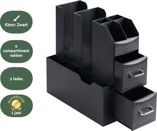 BRASQ Kaffee- und Tee-Organizer Schwarz - Platzsparender Küchen-Organizer mit 9 Fächern & 2 Schubladen - Coffee Station