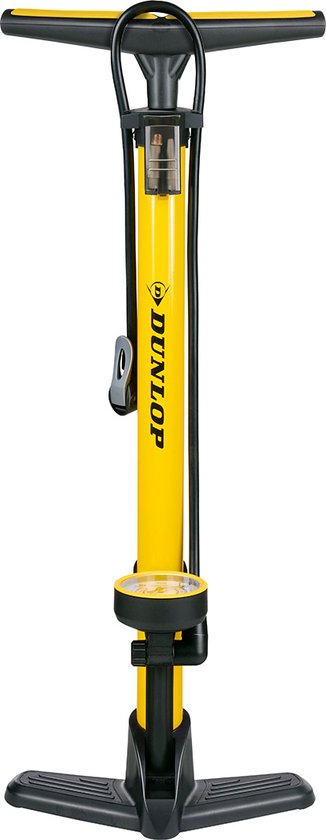 Dunlop Fahrradpumpe mit Manometer - Fahrradpumpe für Dunlop, Schrader und französische Ventile - Standpumpe inkl. Adapter für Wasserspielzeug und Bälle