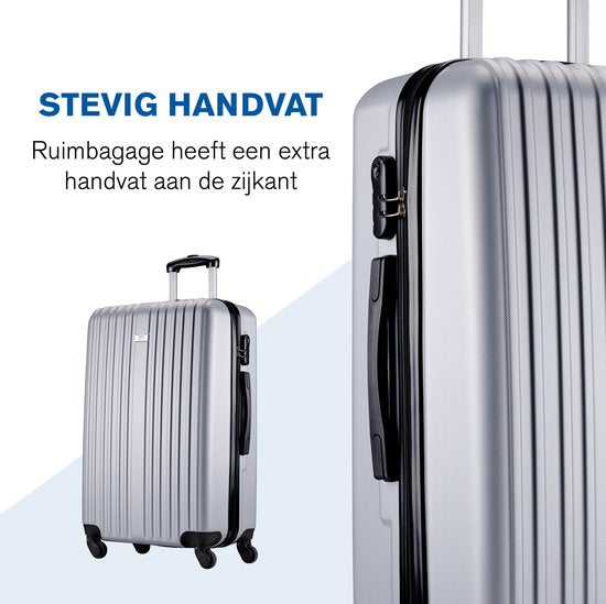 Slazenger - Kofferset 2 Stück - Handgepäcktrolley 26L und geräumiger Koffer 71L - Silber