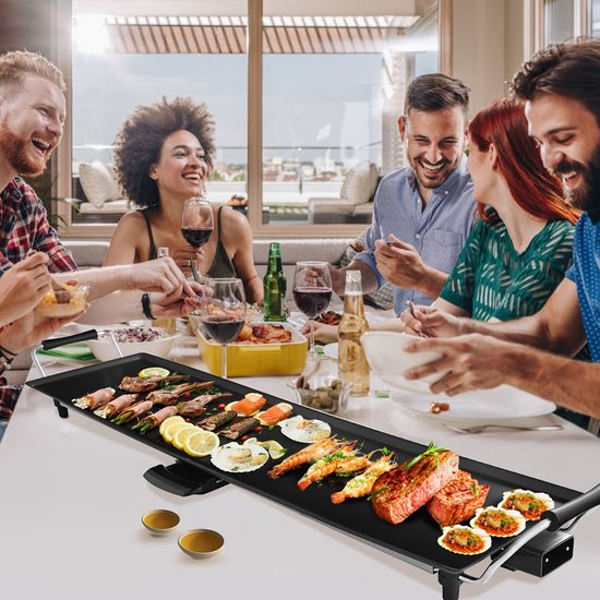 Coast 1800 W Elektrogrill Indoor BBQ Grill Einstellbare Temperatur 90 x 23 cm schwarz